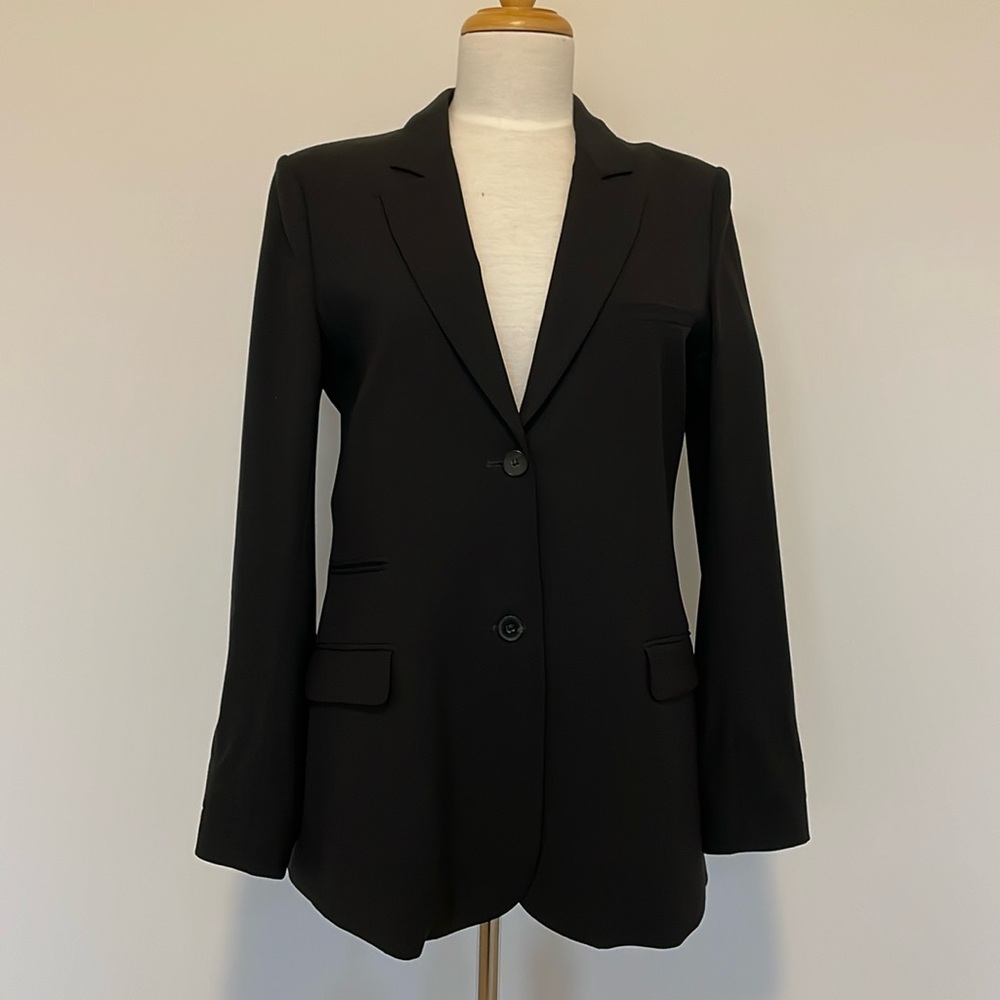 THEORY Black Wool Blend Blazer with stretch. Size 12